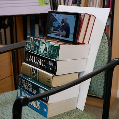 Tablet-on-Book-Stack