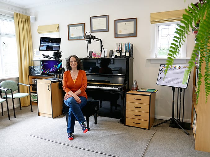 Jane Trotter in her Piano Studio